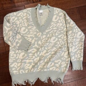 Mint Green Leopard Print Sweater